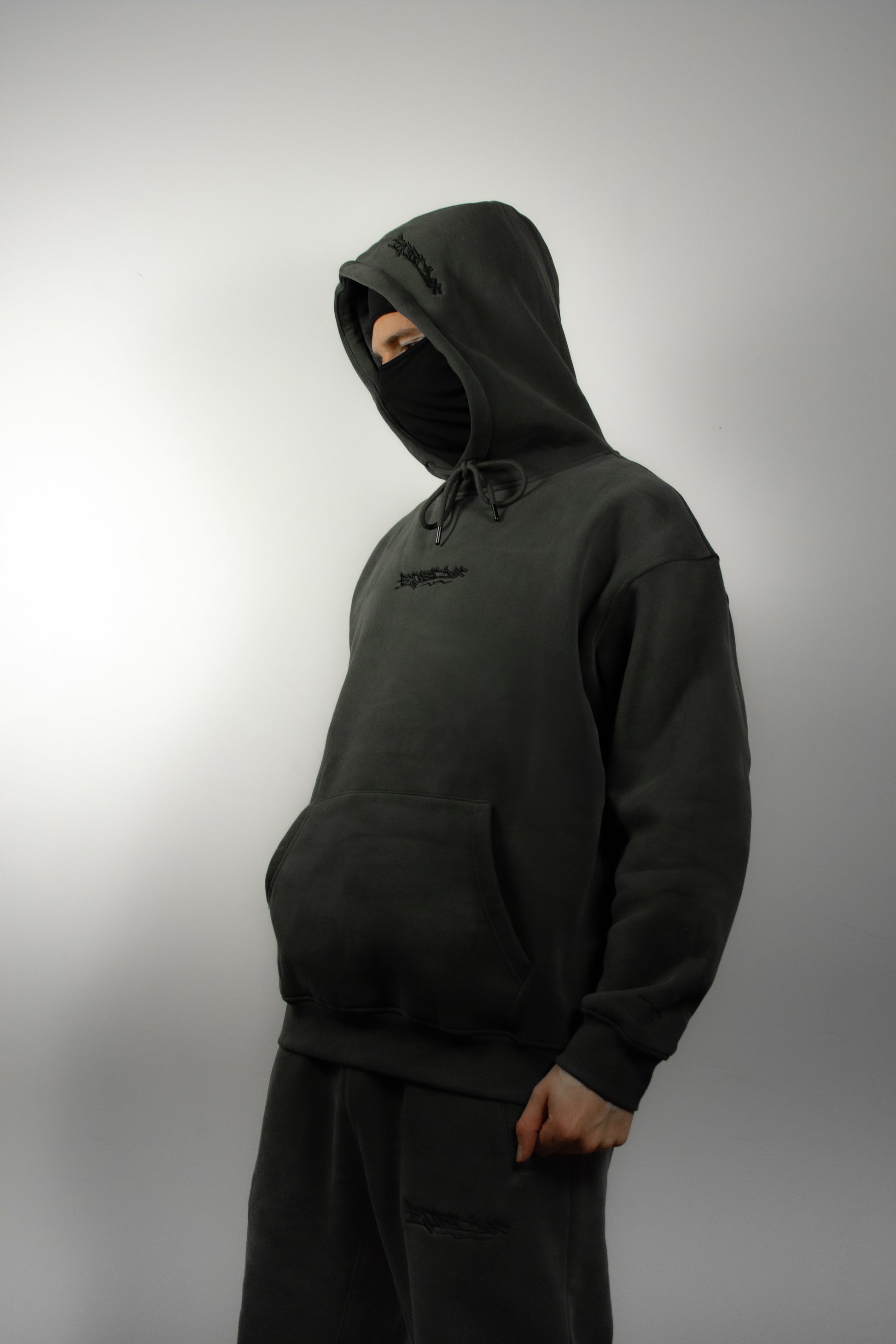 Charcoal and Black Premium Tag Hoodie