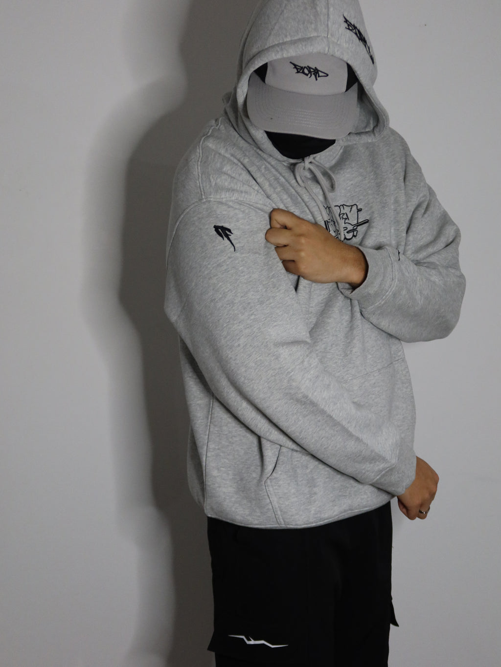 Marl Grey & Black Premium Throwie Hoodie