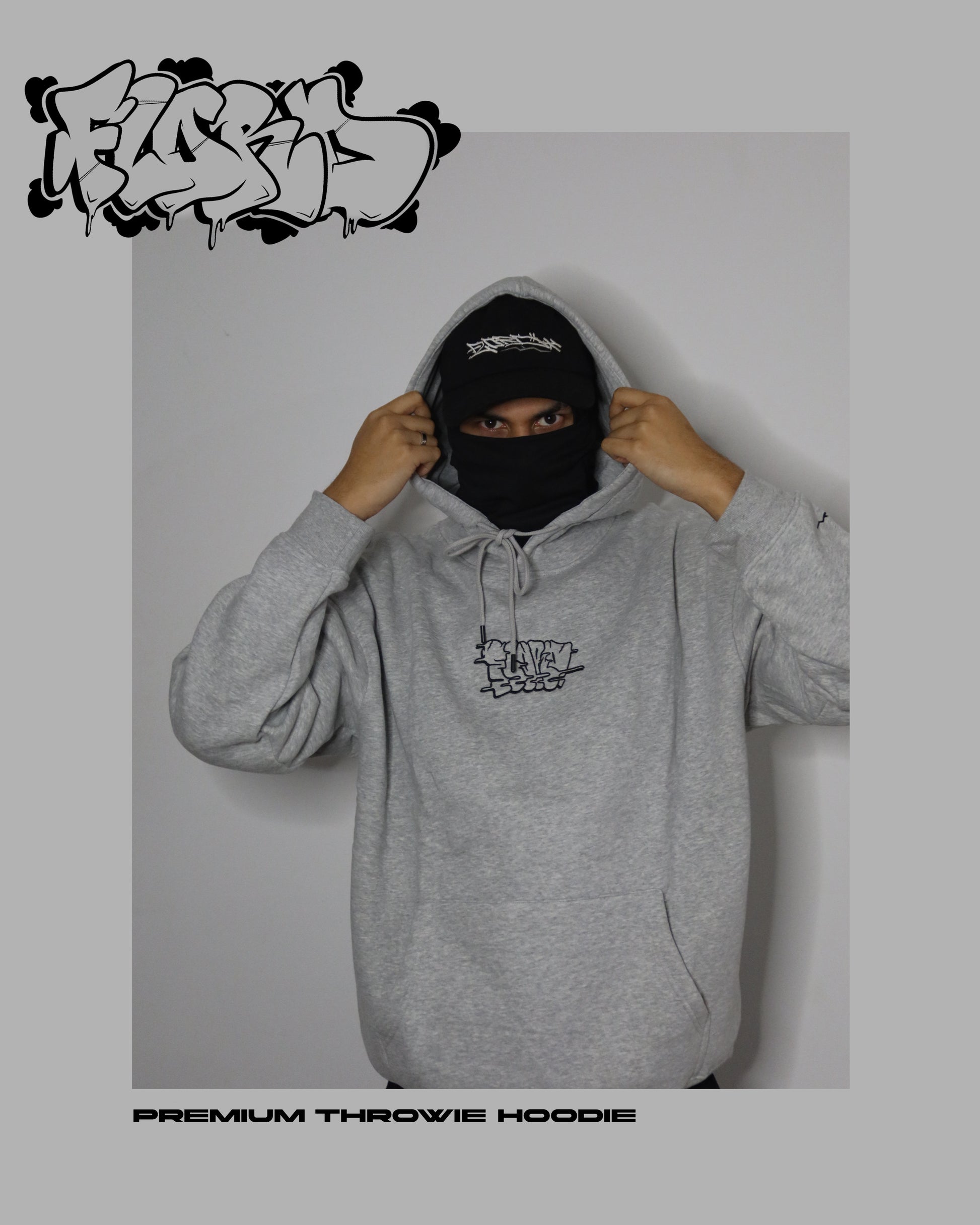 Marl Grey & Black Premium Throwie Hoodie