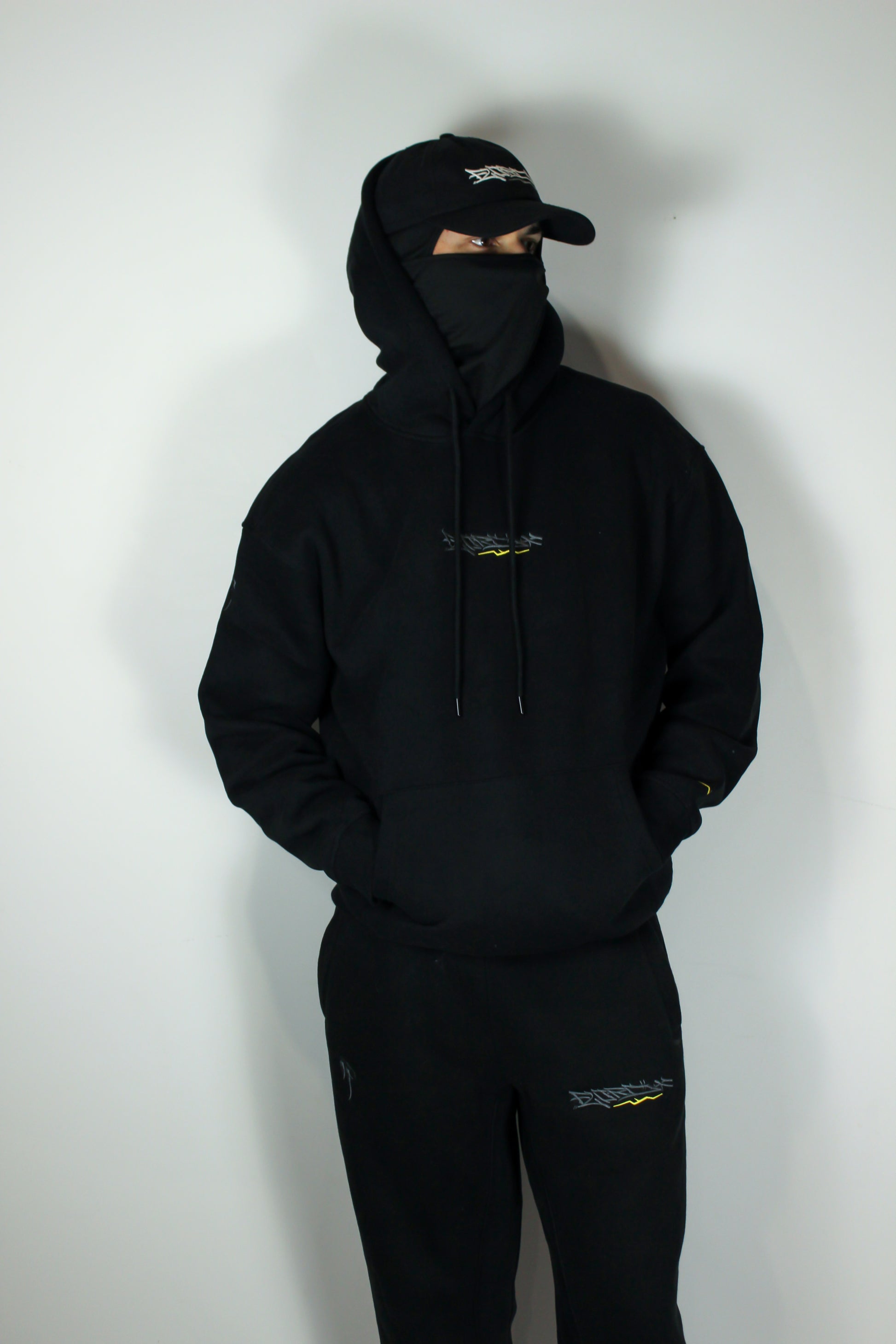 Black and Grey/Yellow Premium Tag Trackies (Pants)