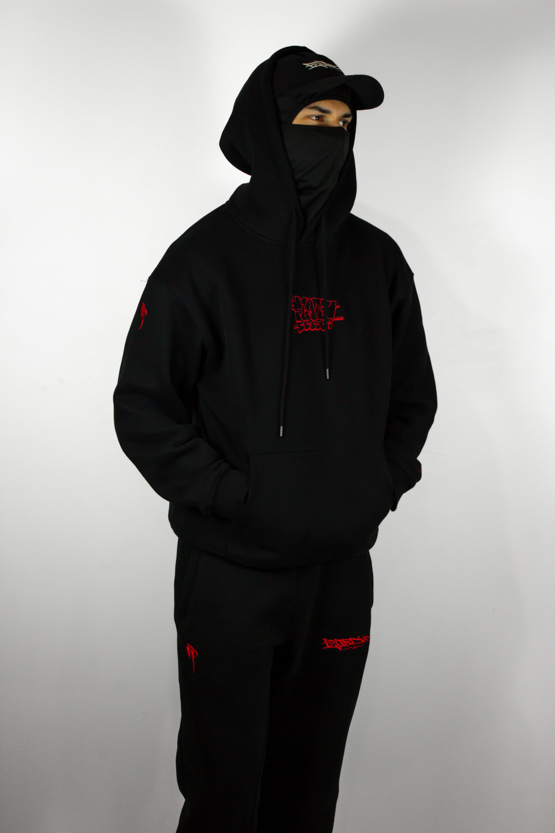 Black & Red Premium Throwie Hoodie