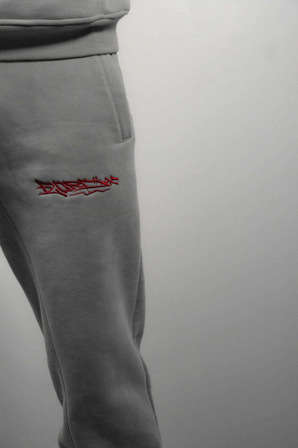 Solid Grey and Red Premium Tag Trackies (Pants)
