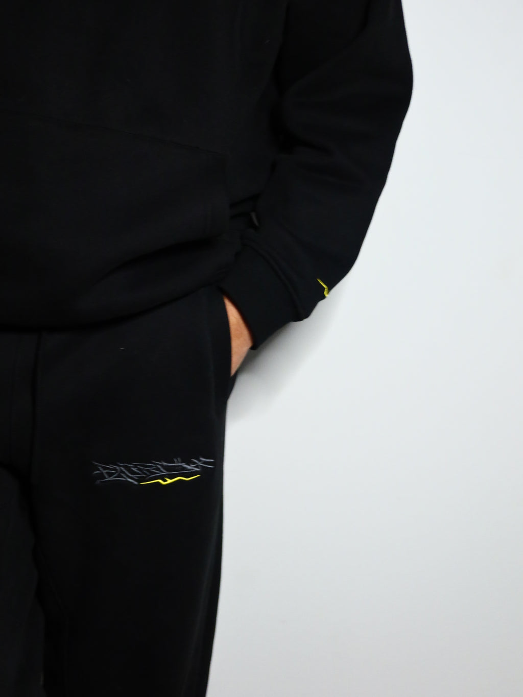 Black and Grey/Yellow Premium Tag Trackies (Pants)