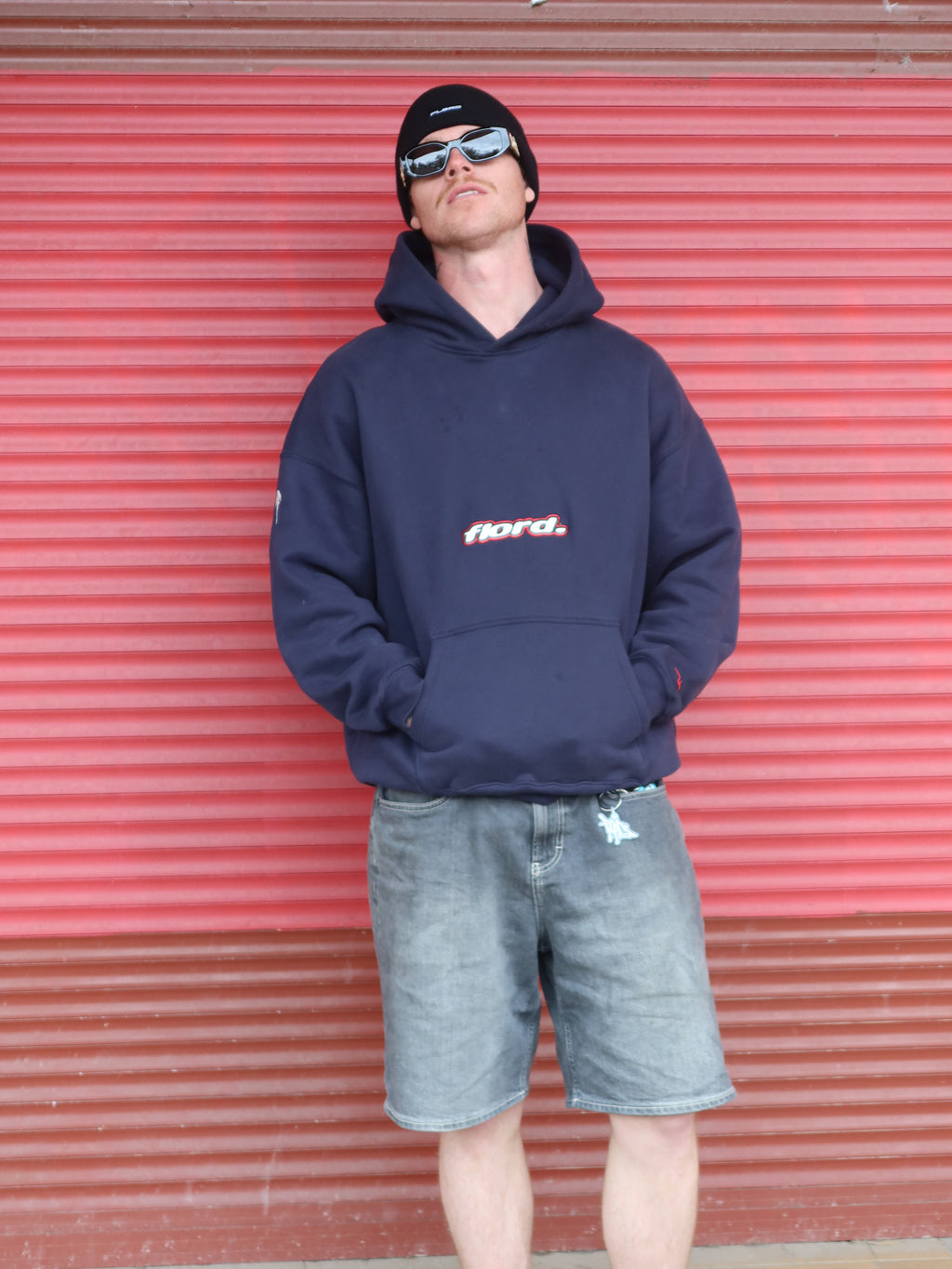Navy Box Fit Lowercase Hoodie