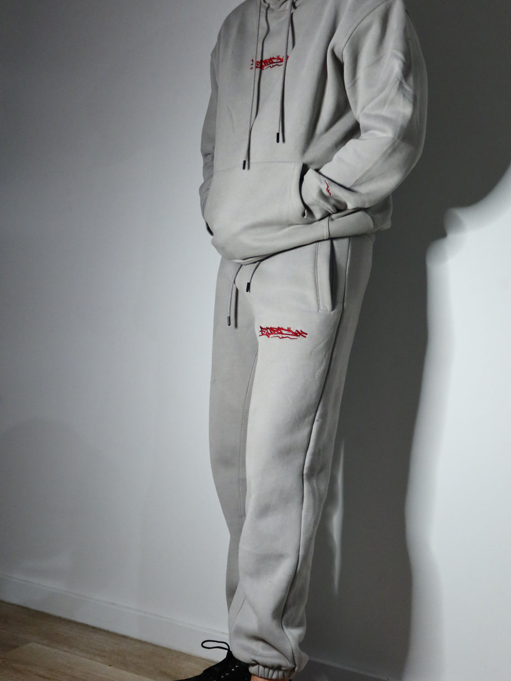 Solid Grey and Red Premium Tag Trackies (Pants)
