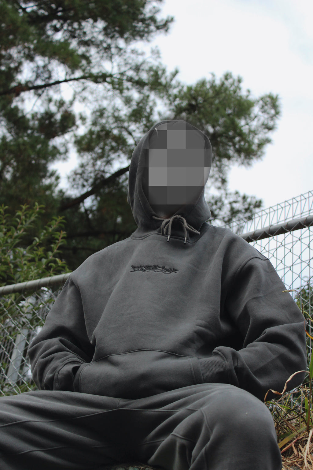 Charcoal and Black Premium Tag Hoodie