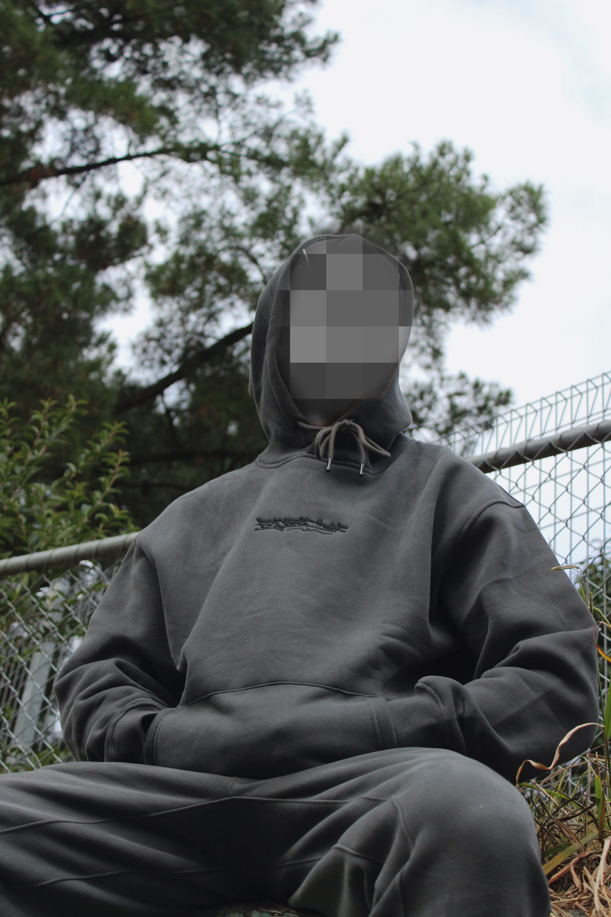 Charcoal and Black Premium Tag Hoodie