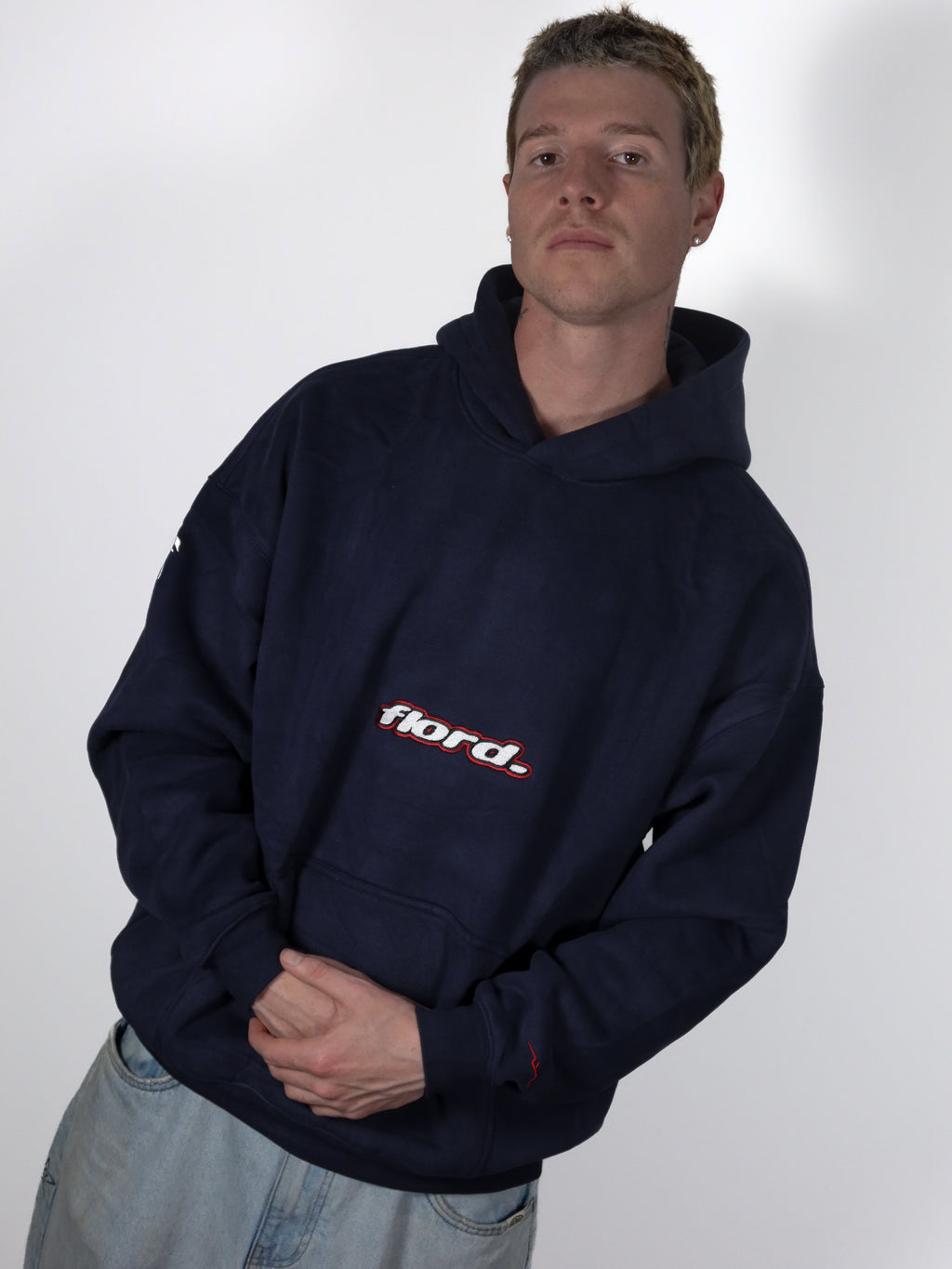 Navy Box Fit Lowercase Hoodie
