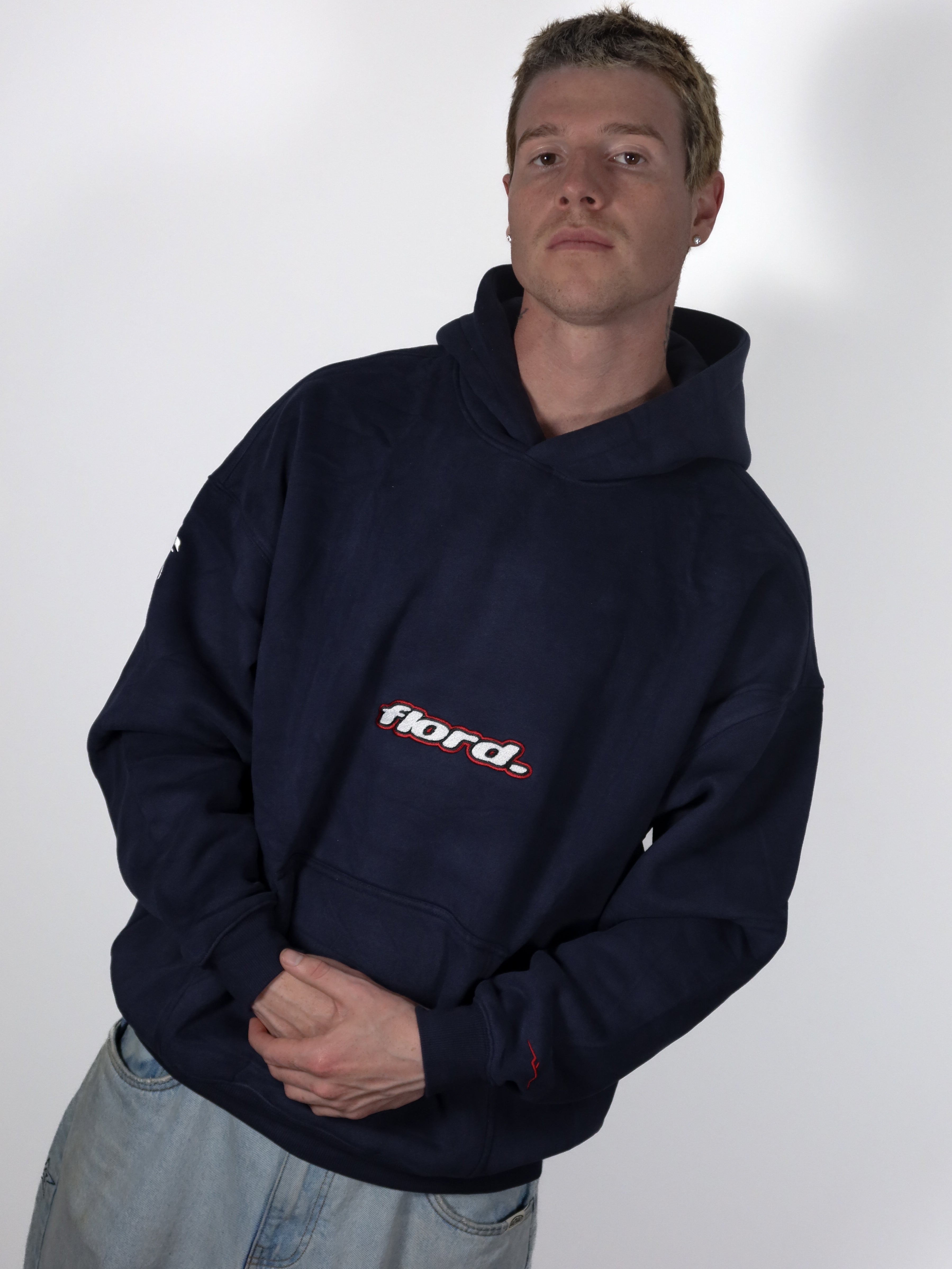 Navy Box Fit Lowercase Hoodie