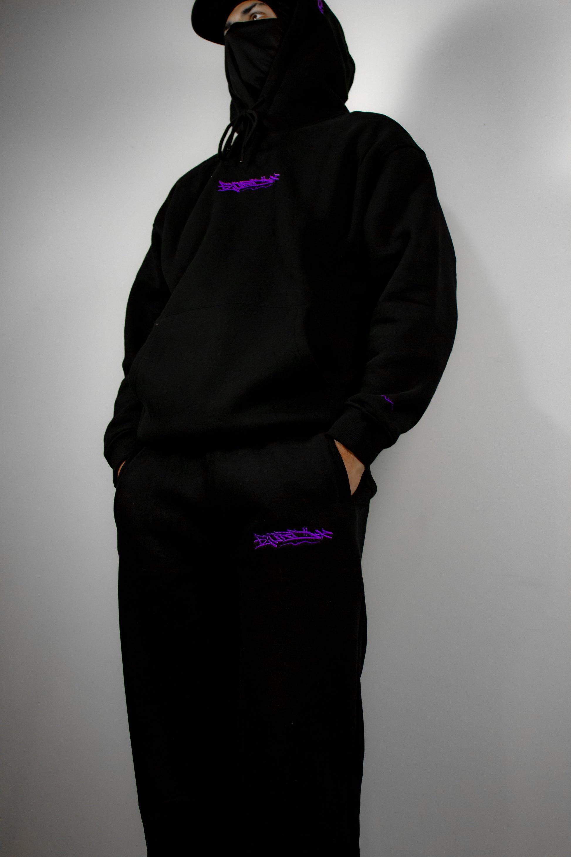 Black and Purple Premium Tag Trackies (Pants)