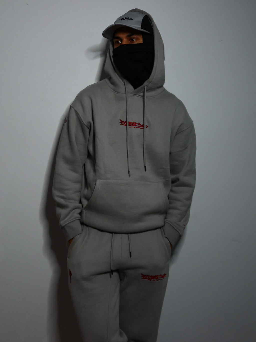 Solid Grey and Red Premium Tag Trackies (Pants)