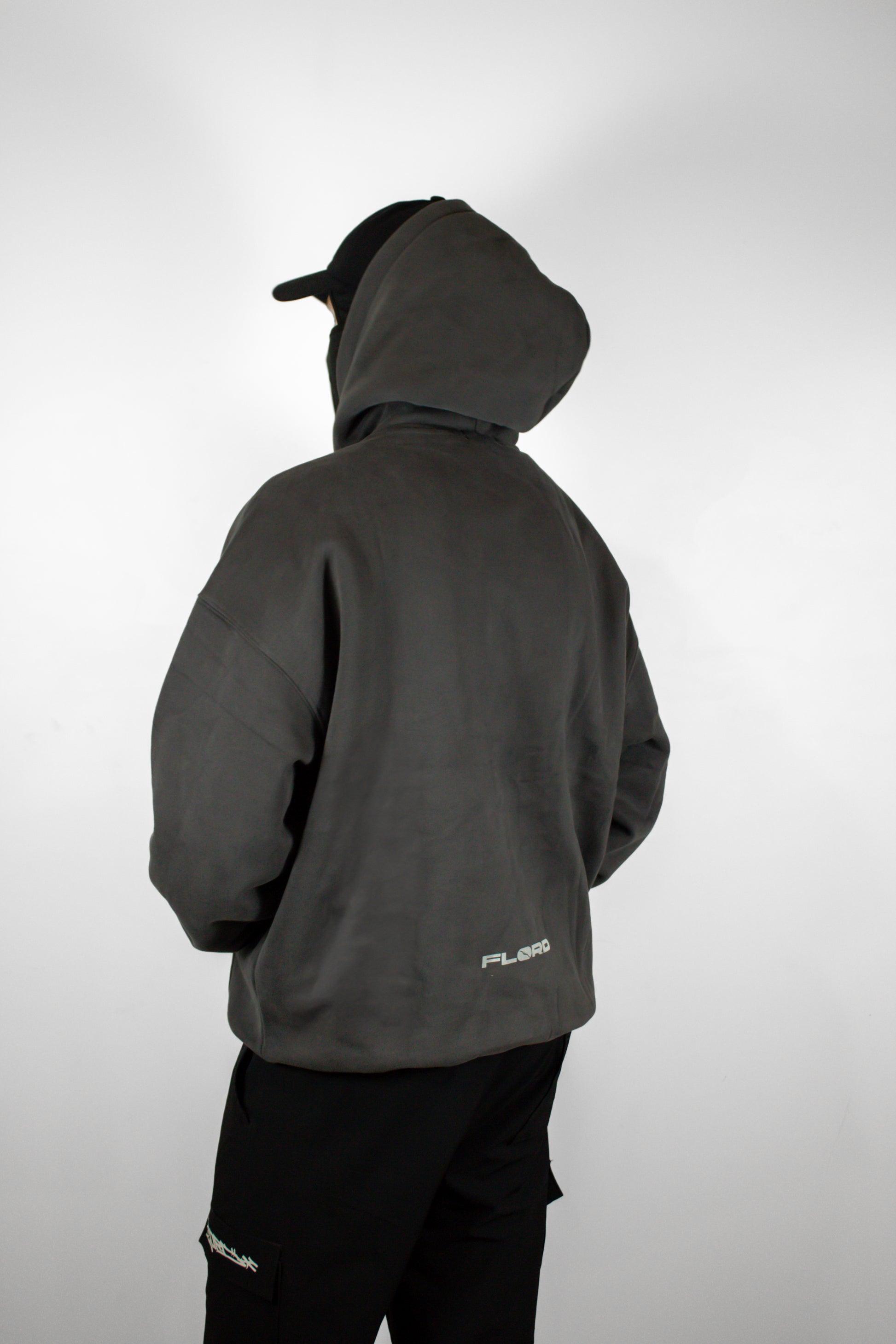 Dark Grey Box Fit Reflective Graphic Hoodie